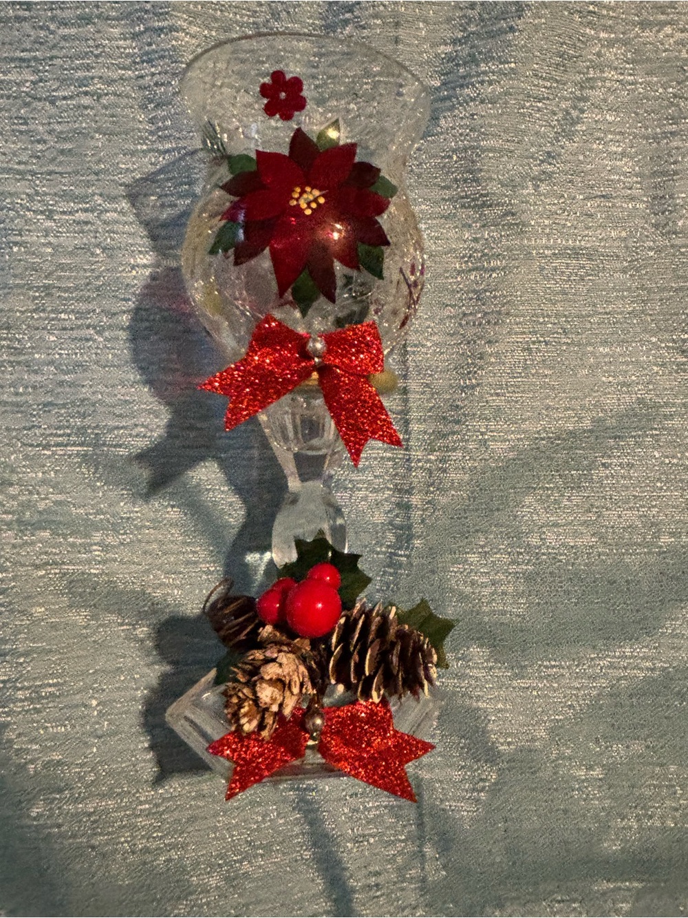 Festive Red Poinsettia Holiday Candle Holder